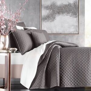 Hudson Park Collection, Double Diamond Coverlet, King, Charcoal Gray